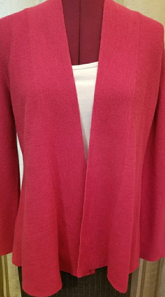 Eileen Fisher Dark Pink Open Fitted Cardigan